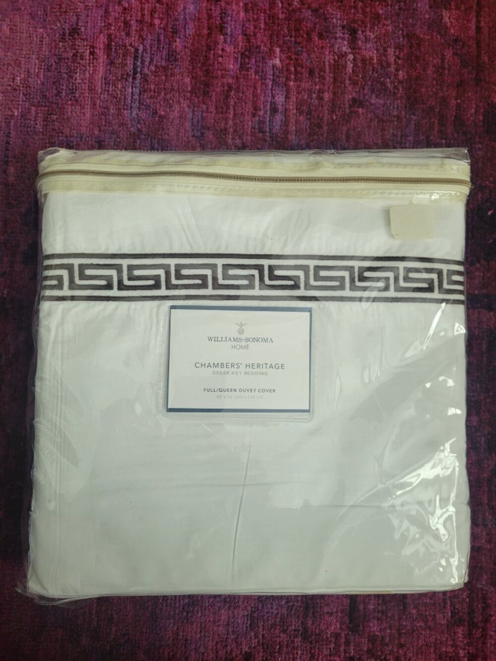 Williams Sonoma Chambers Heritage Greek-Key Full/Queen Duvet Egyptian cotton